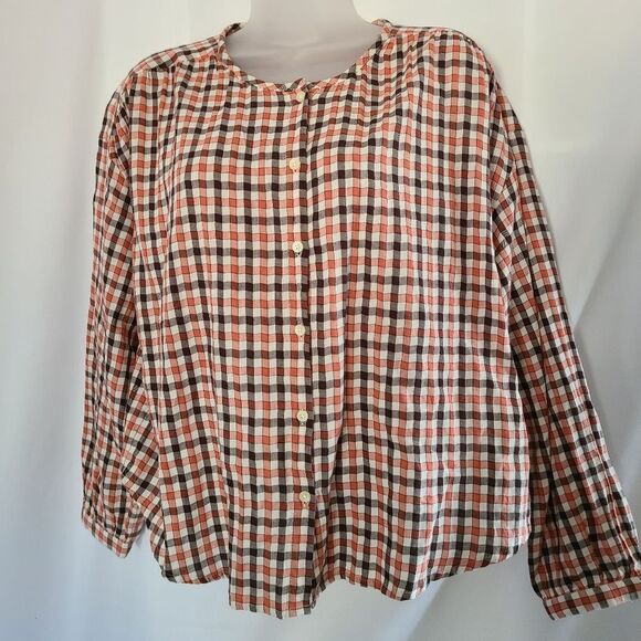 Madewell Meadow Shirt in Check Plaod‎ Button Front Size Medium - Picture 3 of 6